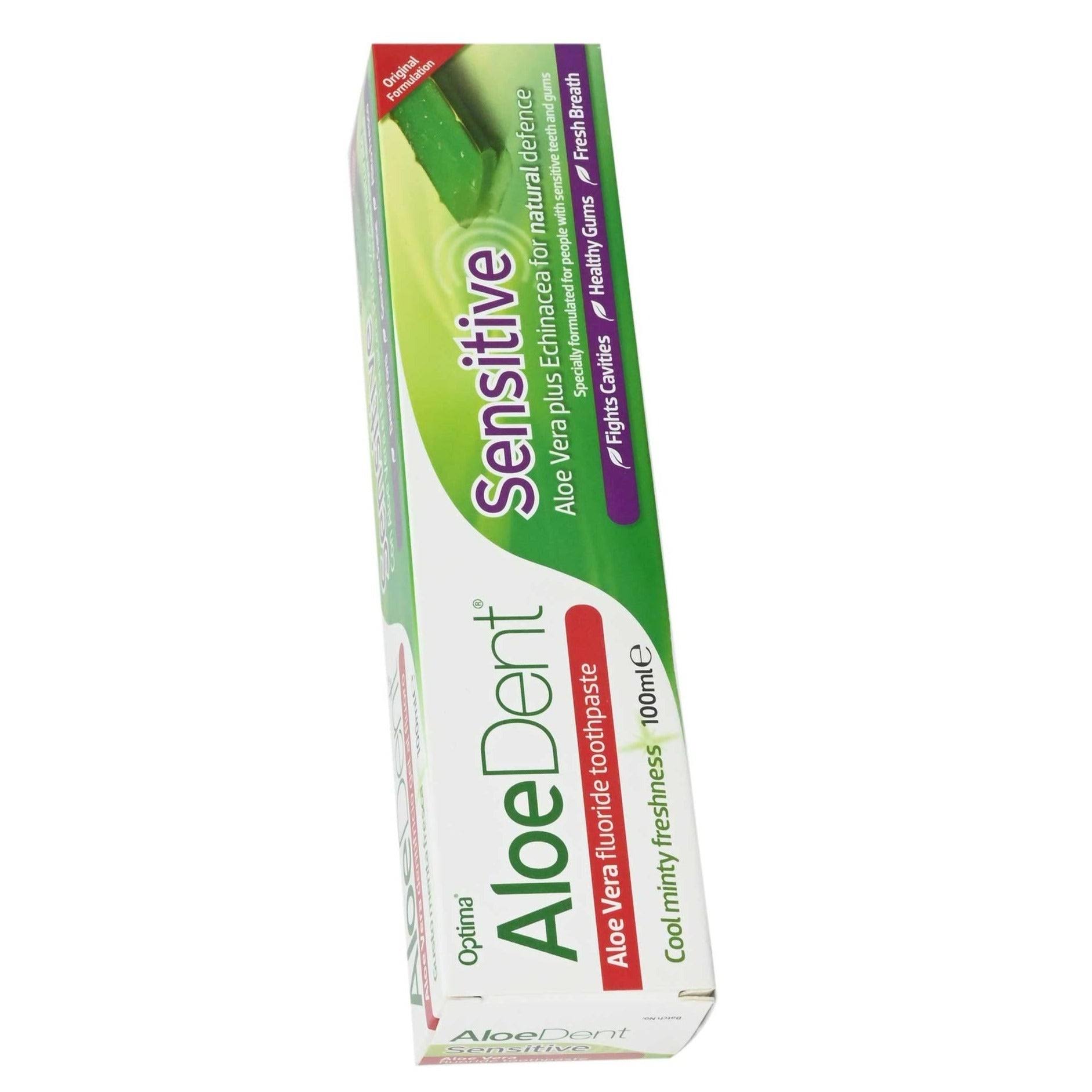 AloeDent Sensitive Aloe Vera Fluoride Toothpaste - Cool Mint, 100ml