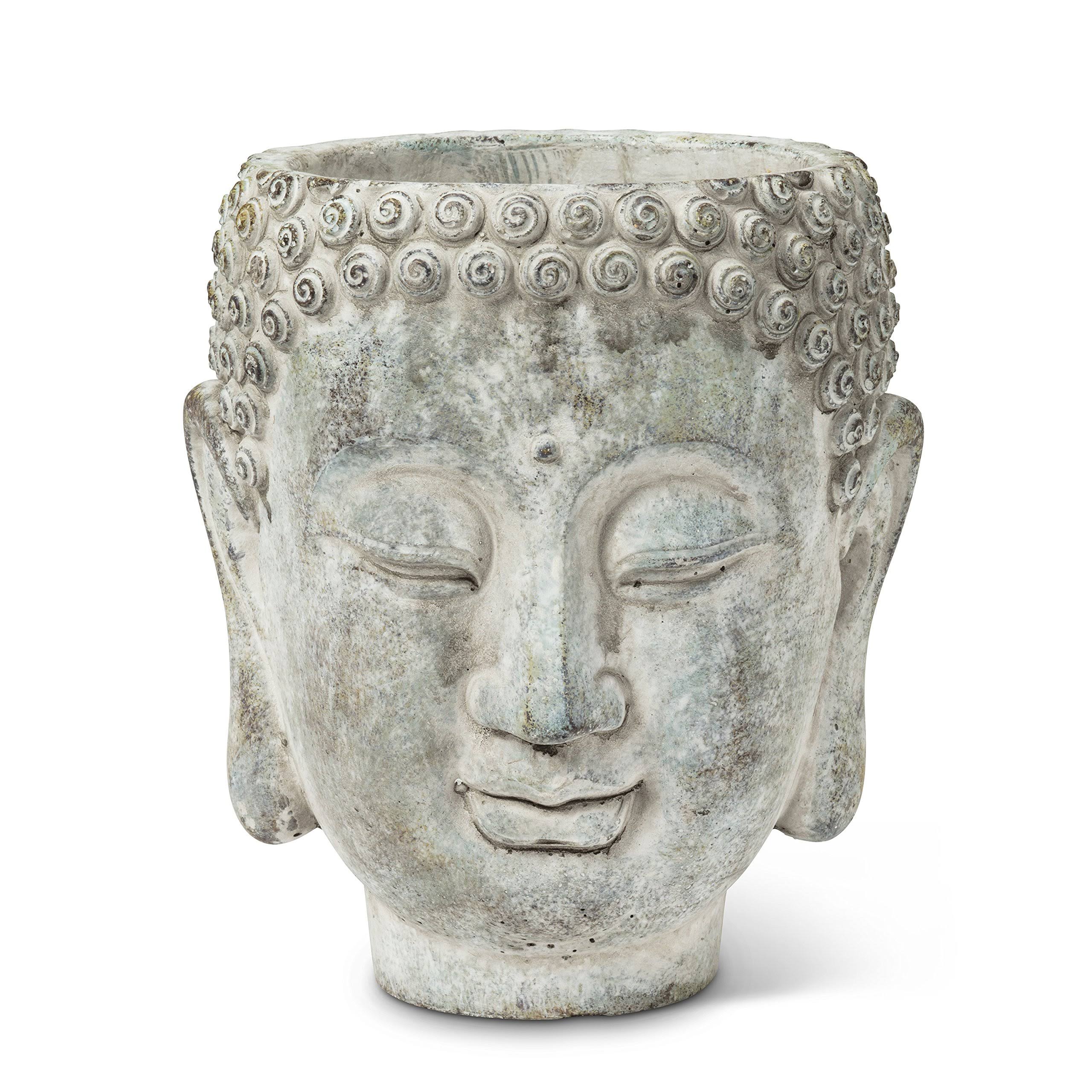 Abbott Collection 27-DHARMA/350 LG Large Buddha Head Planter, Grey