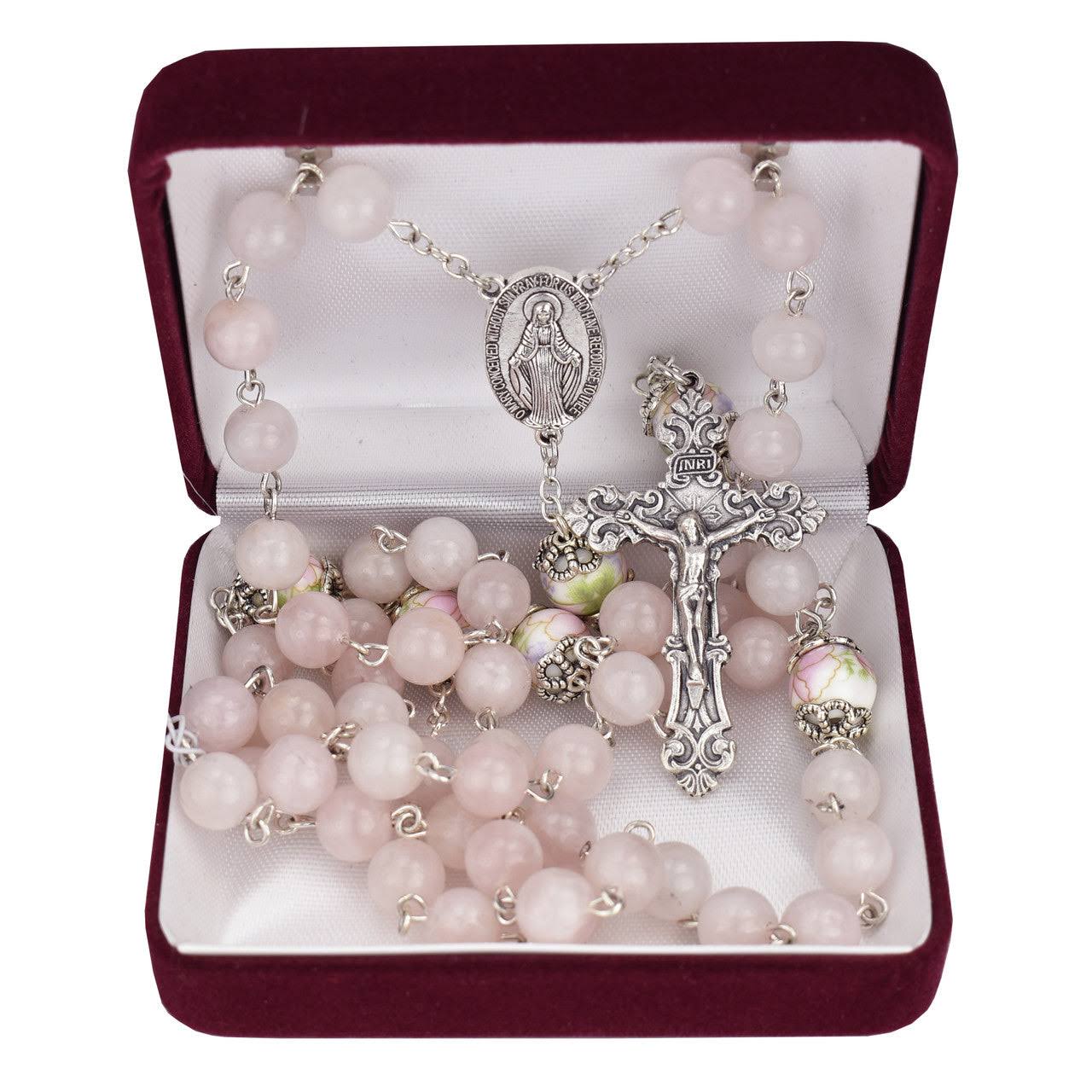 8mm Stone Adoration Rosary - Rose Quartz Beads
