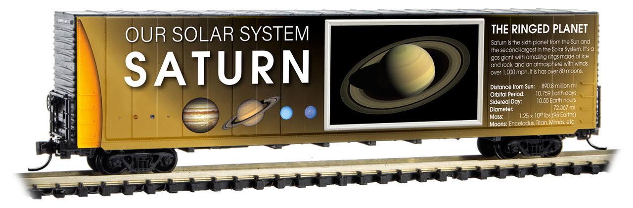 Micro Trains N 10202836 60' Excess-Height Double-Door Boxcar No Light - Ready to Run -- Saturn (Solar System Series)