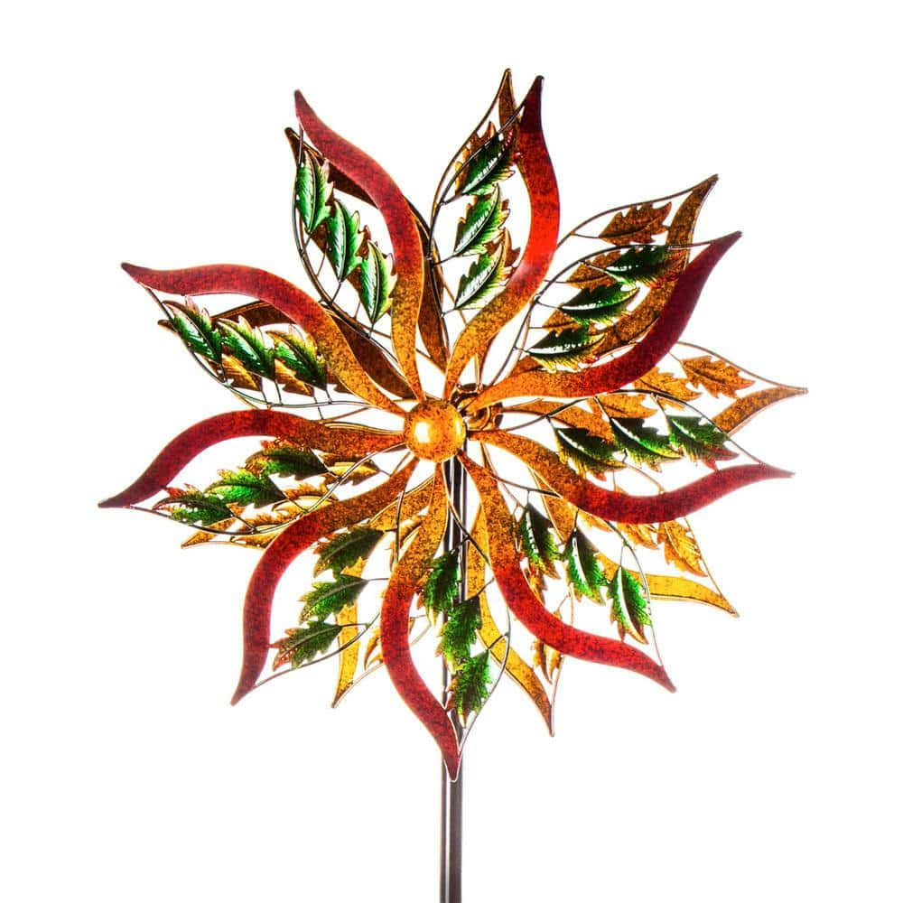 Evergreen 75"H Wind Spinner, Blooming Leaves
