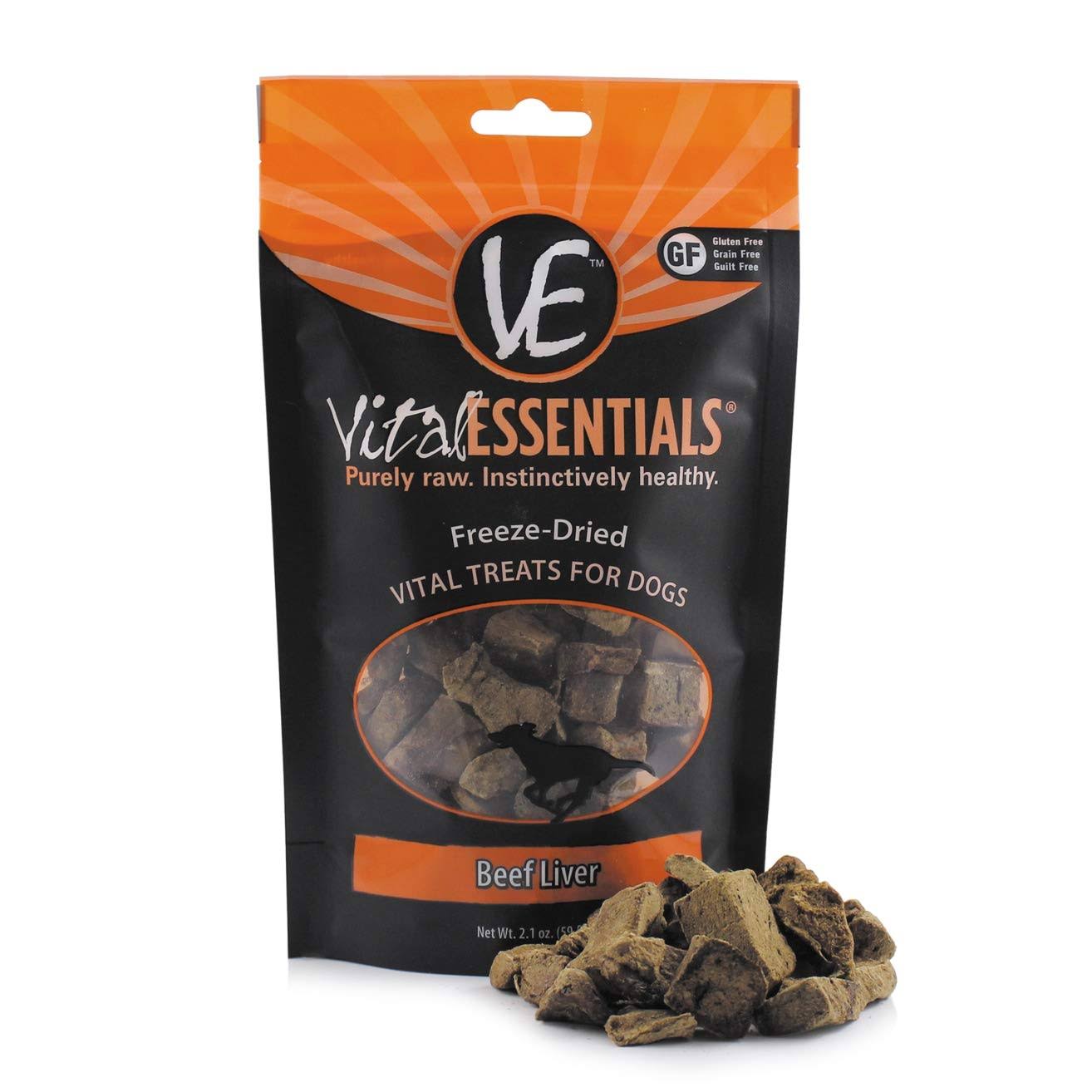 Vital Essentials Freeze-Dried Beef Liver Dog Treats - 2.1 oz. Pouch