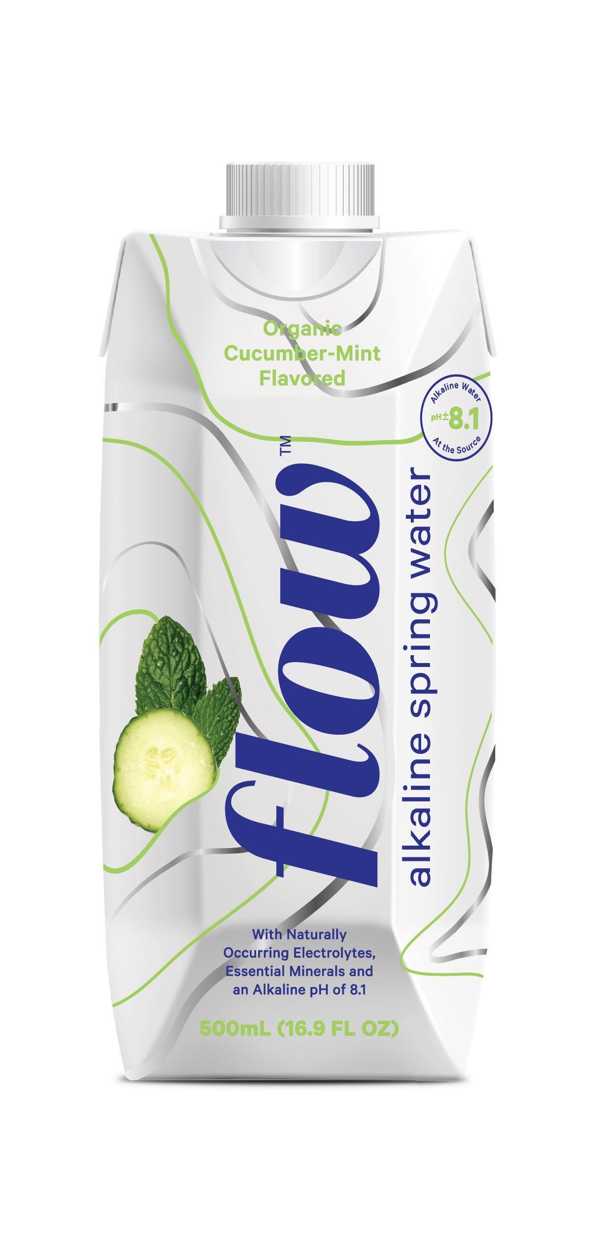 Flow Spring Water, Organic, Alkaline, Cucumber + Mint Flavored