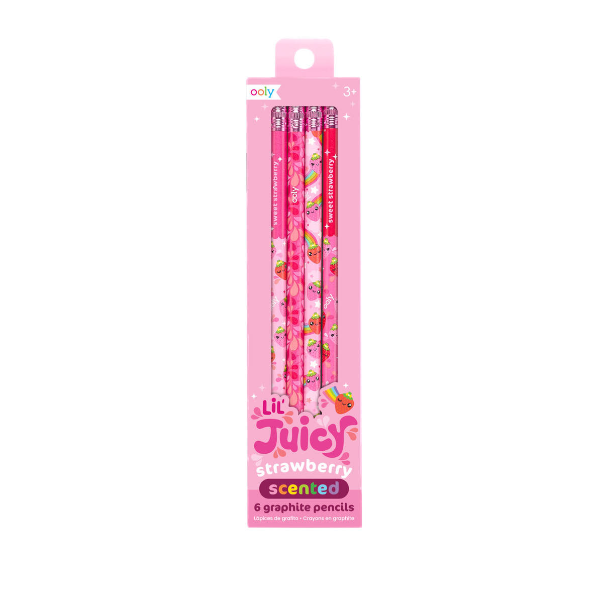 Ooly Lil' Juicy Strawberry Scented Graphite Pencils, Pack of 6