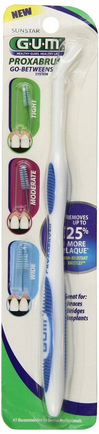 Gum Proxabrush Permanent Handle with Tight, Moderate, & Wide Go-Between Heads 1 Pack