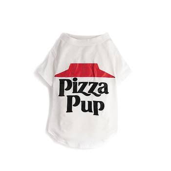 fabdog Pizza Pup Dog Shirt - White - Size 16