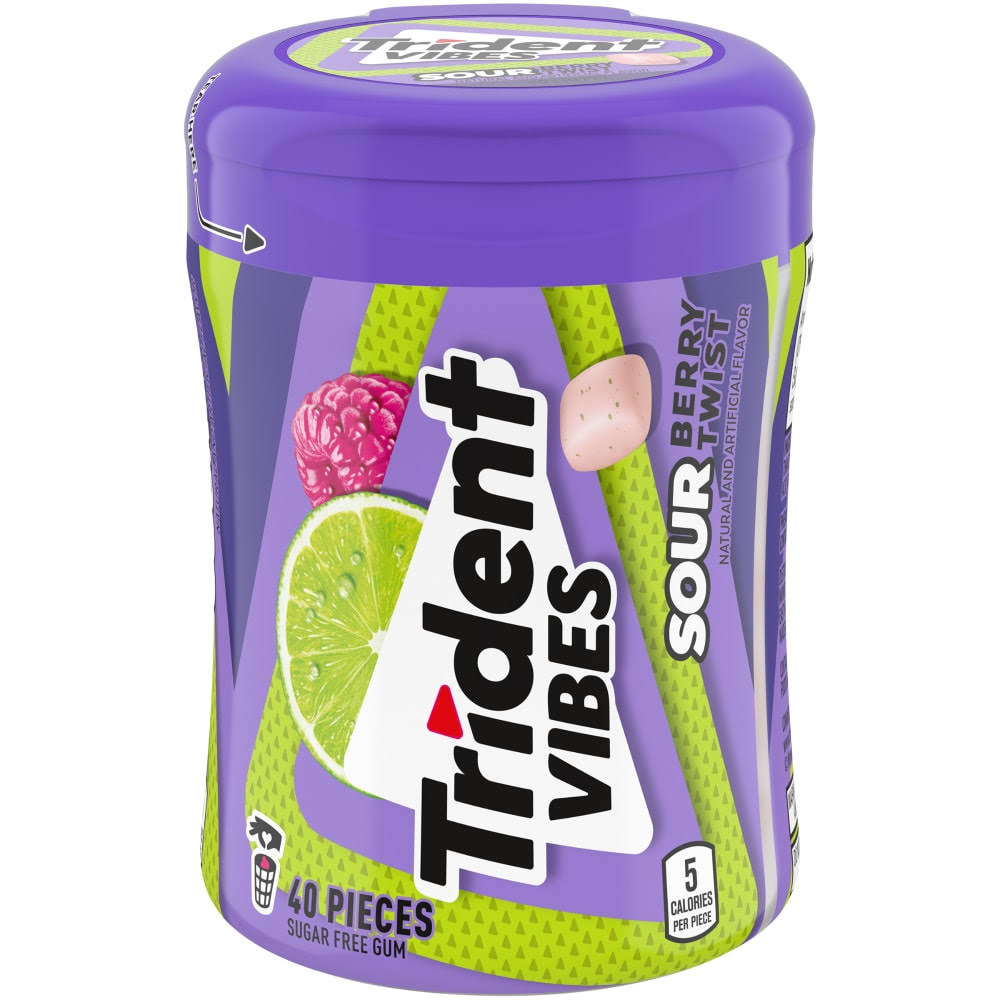 Trident Vibes Sour Berry Twist Sugar Free Gum - 40 Ct