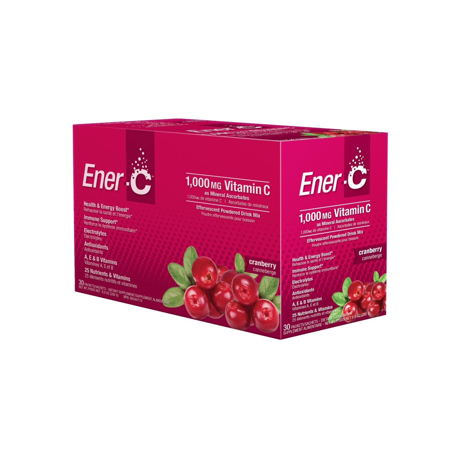 Ener-C Vitamin C Effervescent Drink Mix - Cranberry, 1000mg, 30pk