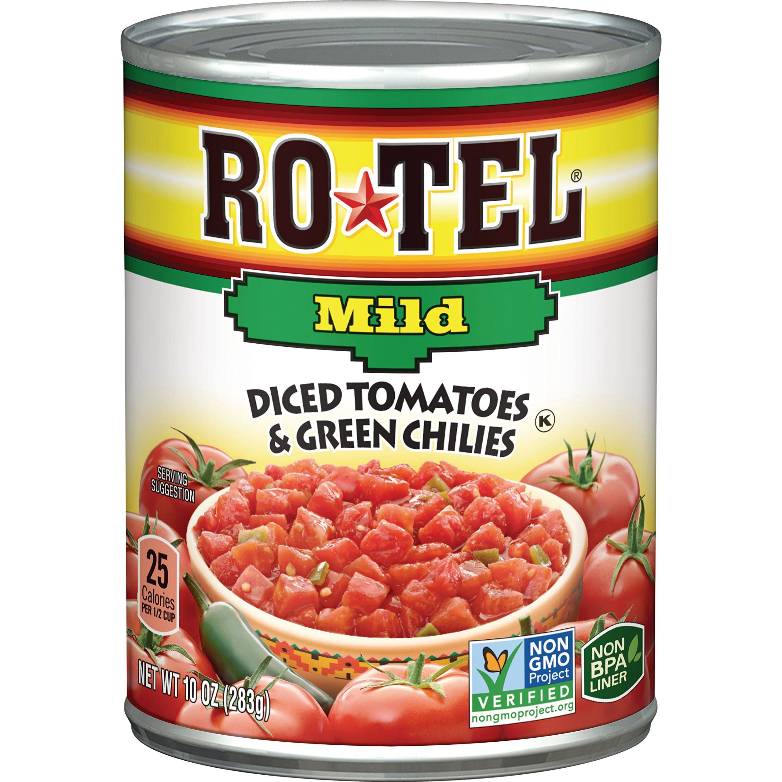 Ro Tel Diced Tomatoes with Green Mild Chiles - 10oz
