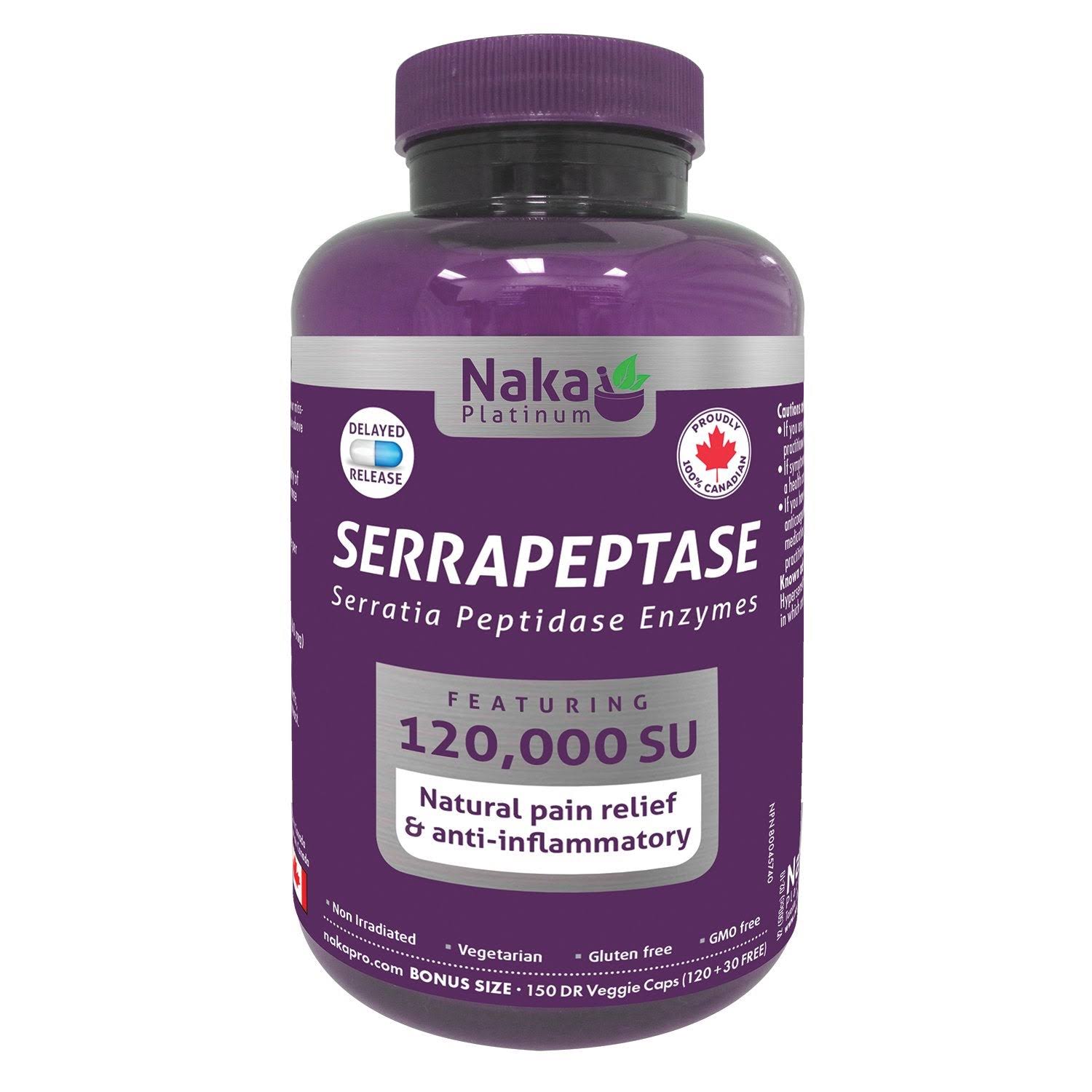 Naka Platinum Serrapeptase 120,000su 120+30 Veggie Caps