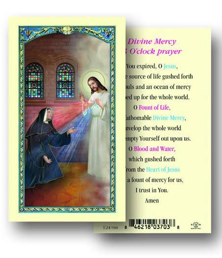 Divine Mercy 3 O'Clock Laminated Prayer Card