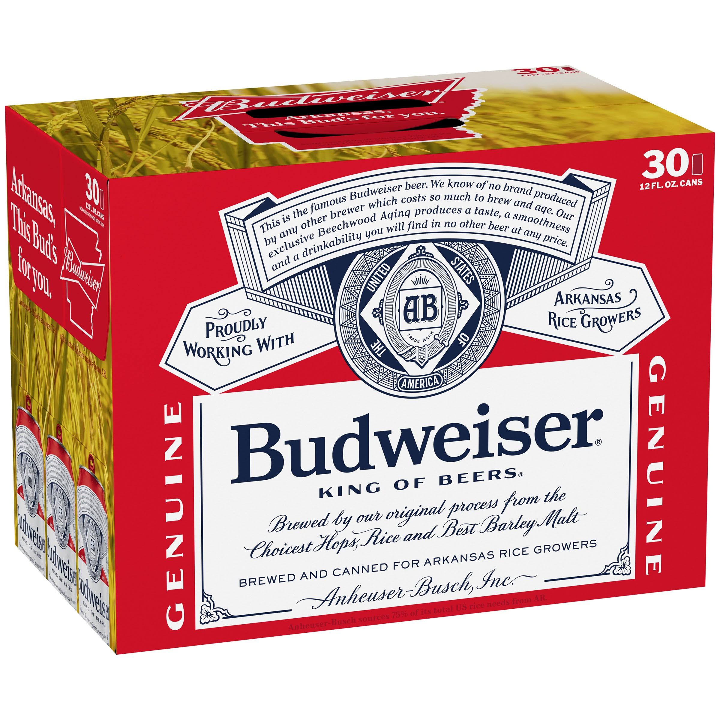 Budweiser Beer - 30 Cans