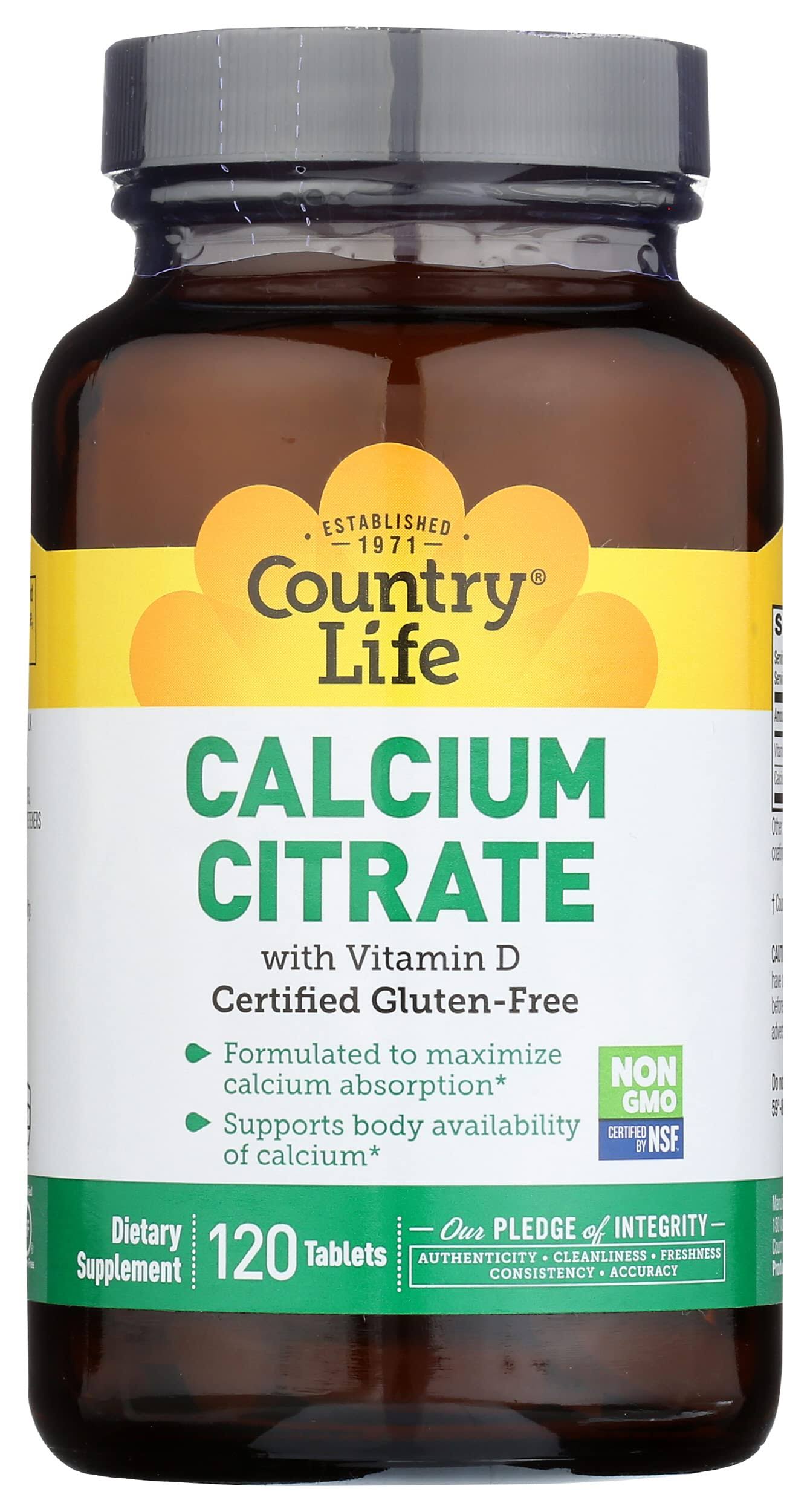 Country Life Calcium Citrate Supplement - with Vitamin D, 120 Tablets
