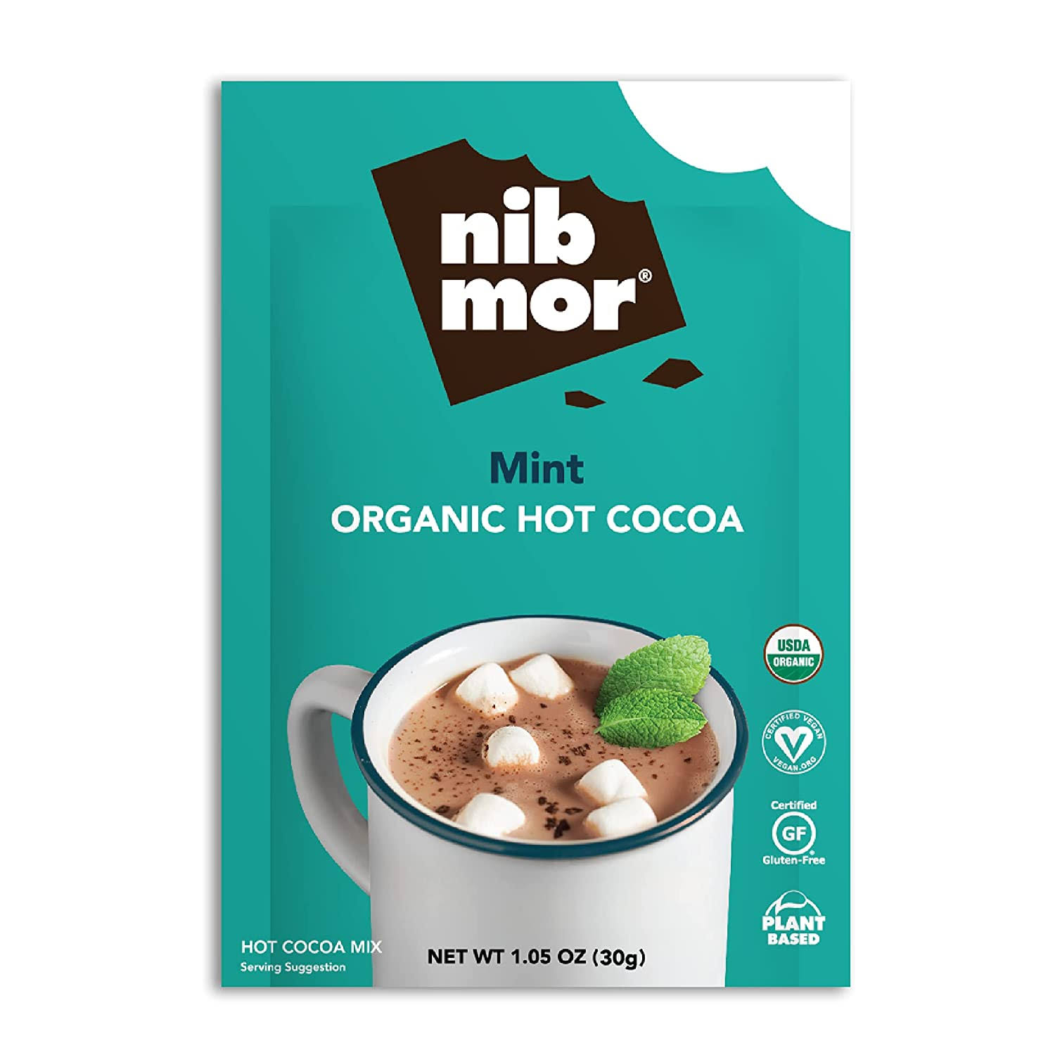 Nibmor Organic Mint Drinking Chocolate - 6 count, 6.3 oz box
