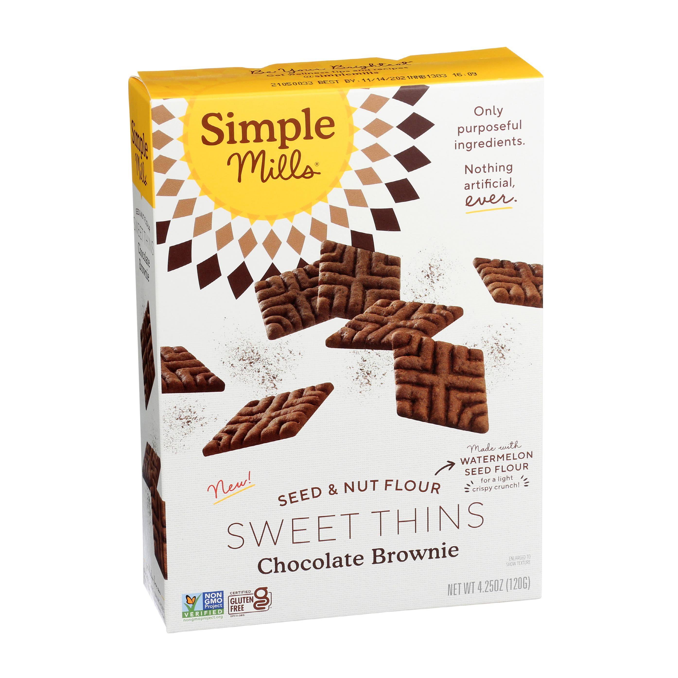 Simple Mills Seed & Nut Flour Sweet Thins Chocolate Brownie 4.25 oz (120 g)