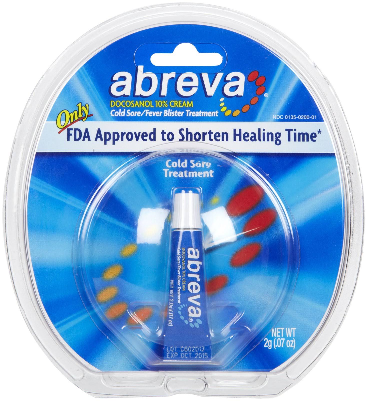 Abreva Cold Sore Fever Blister Treatment Cream - 2g