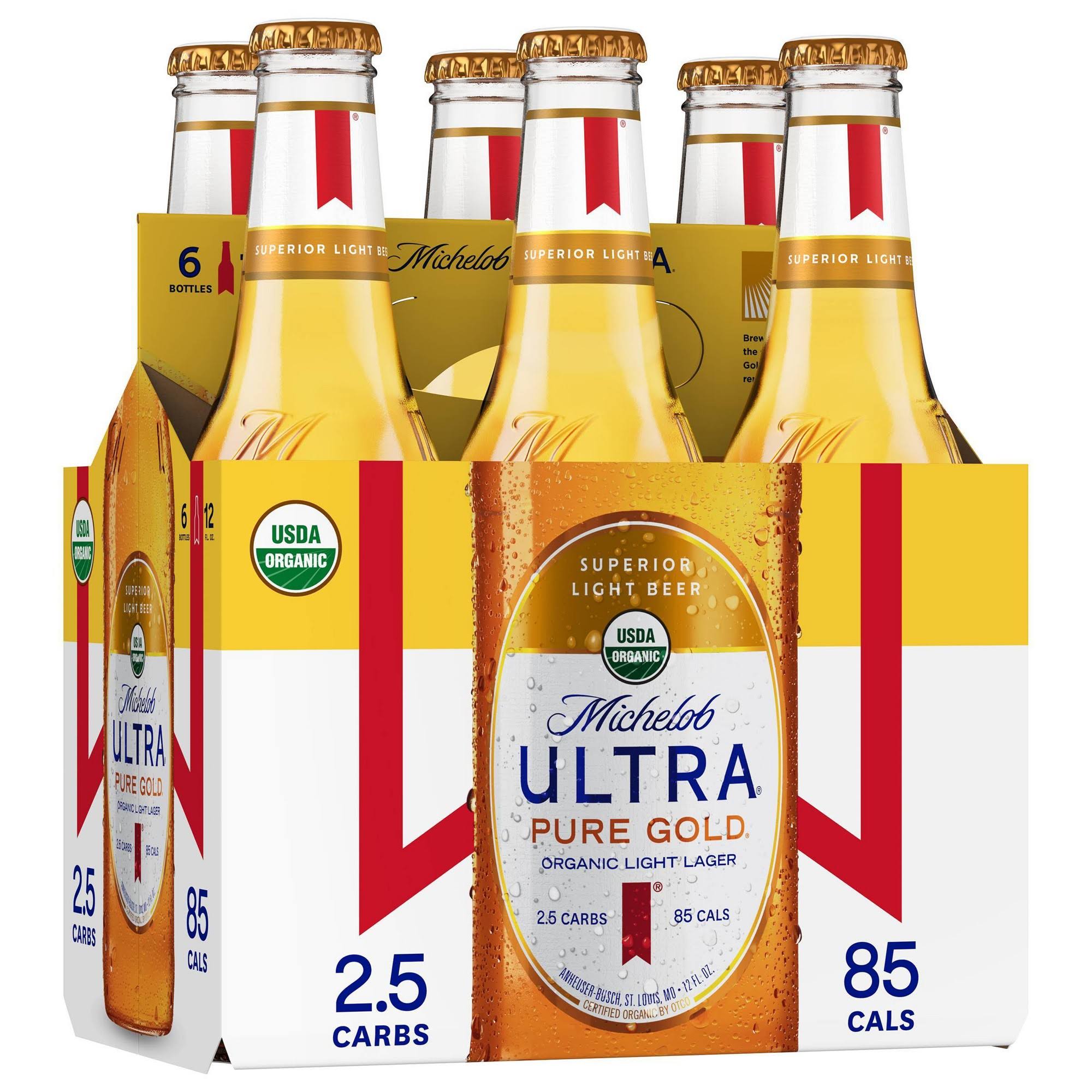 Michelob Ultra Pure Gold Beer, Organic, Light Lager - 6 pack, 12 fl oz bottles