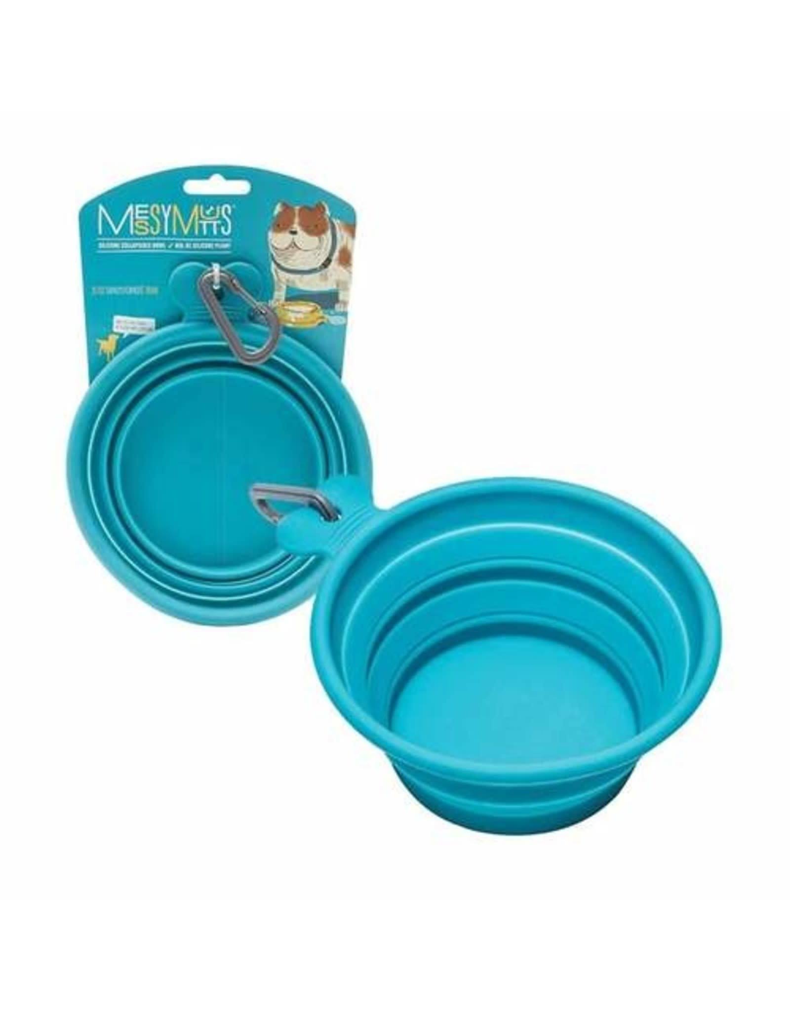 Messy Mutts Collapsible Silicone Dog Bowl - Blue - Small