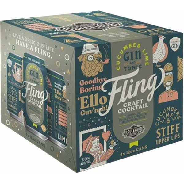 Fling Craft Cocktails Cucumber Lime Gin & Tonic - 355 ml