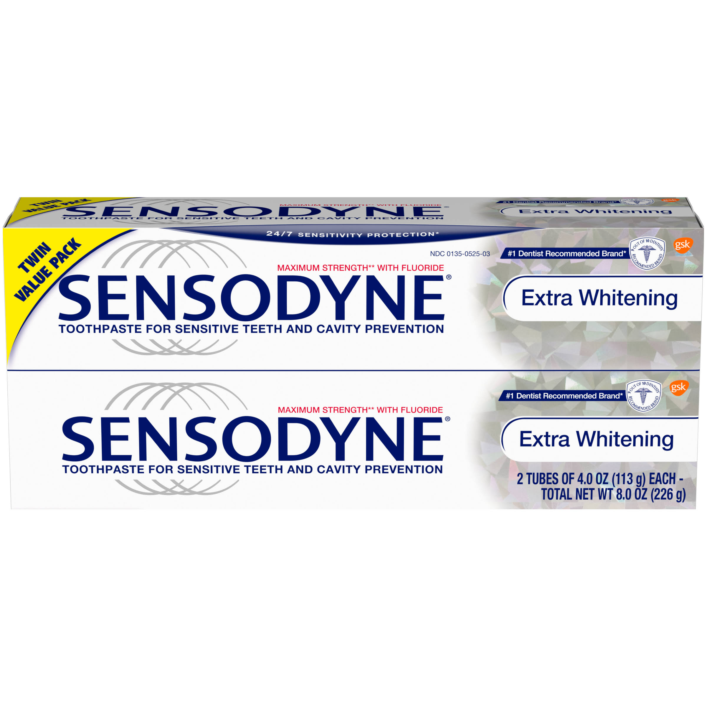 Sensodyne Twin Value Pack Extra Whitening Toothpaste - 4oz