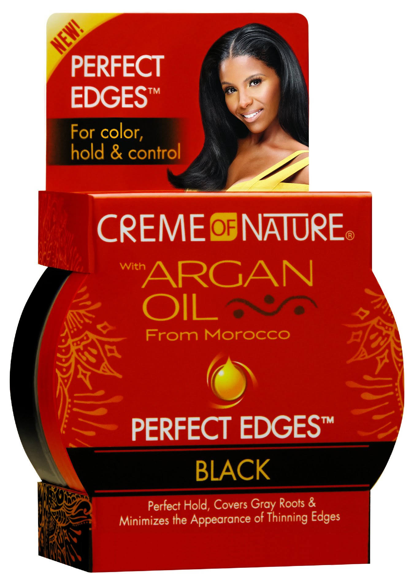 Creme of Nature Perfect Edges Control Hair Gel - with Argan Oil, Black, 2.25oz