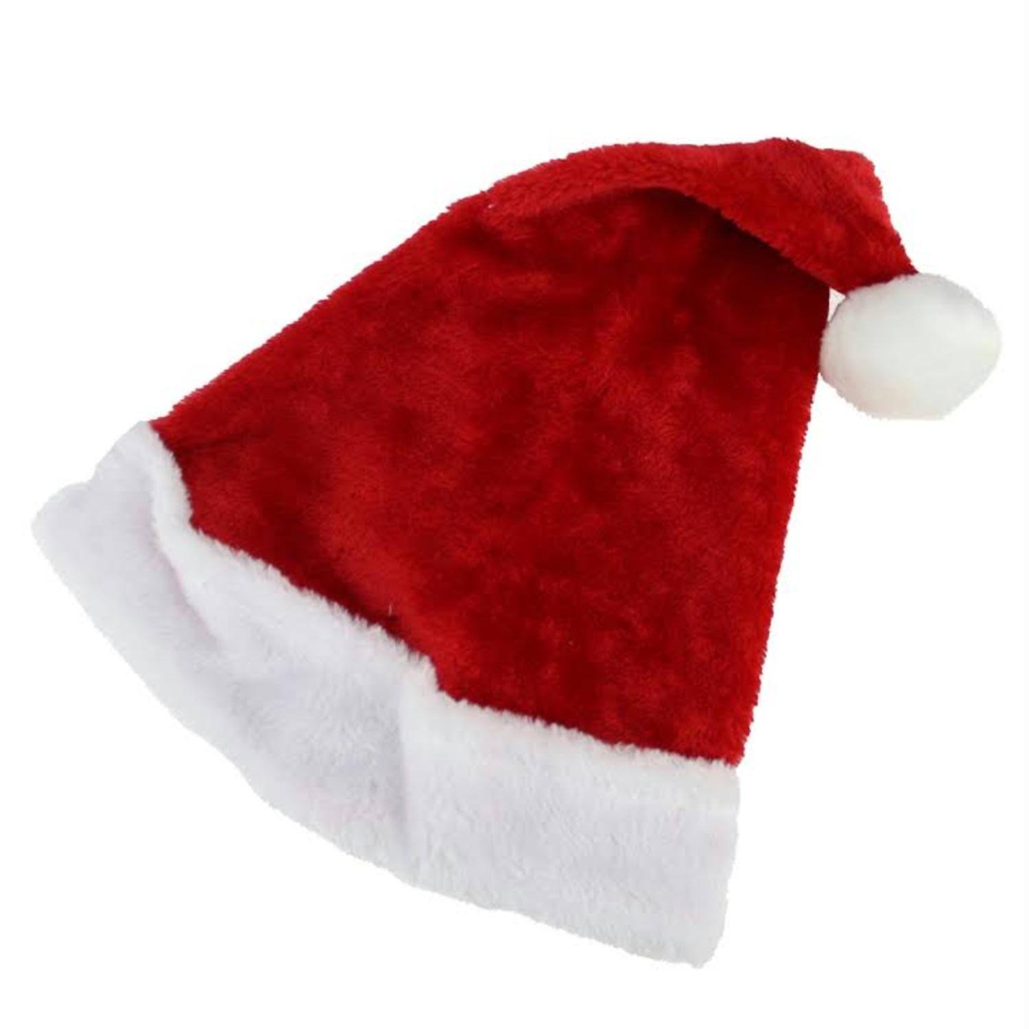 17" Traditional Red and White Plush Christmas Santa Hat - Adult Size Medium