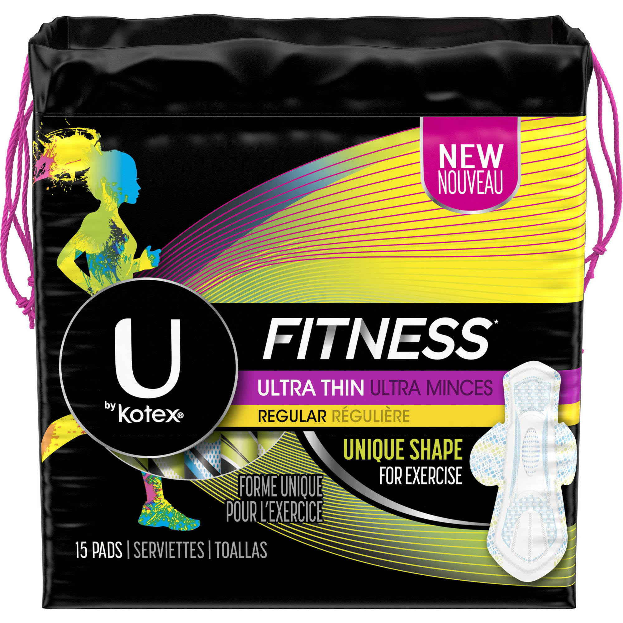 U by Kotex Fitness Ultra Thin Regular Pads - 15 Pack