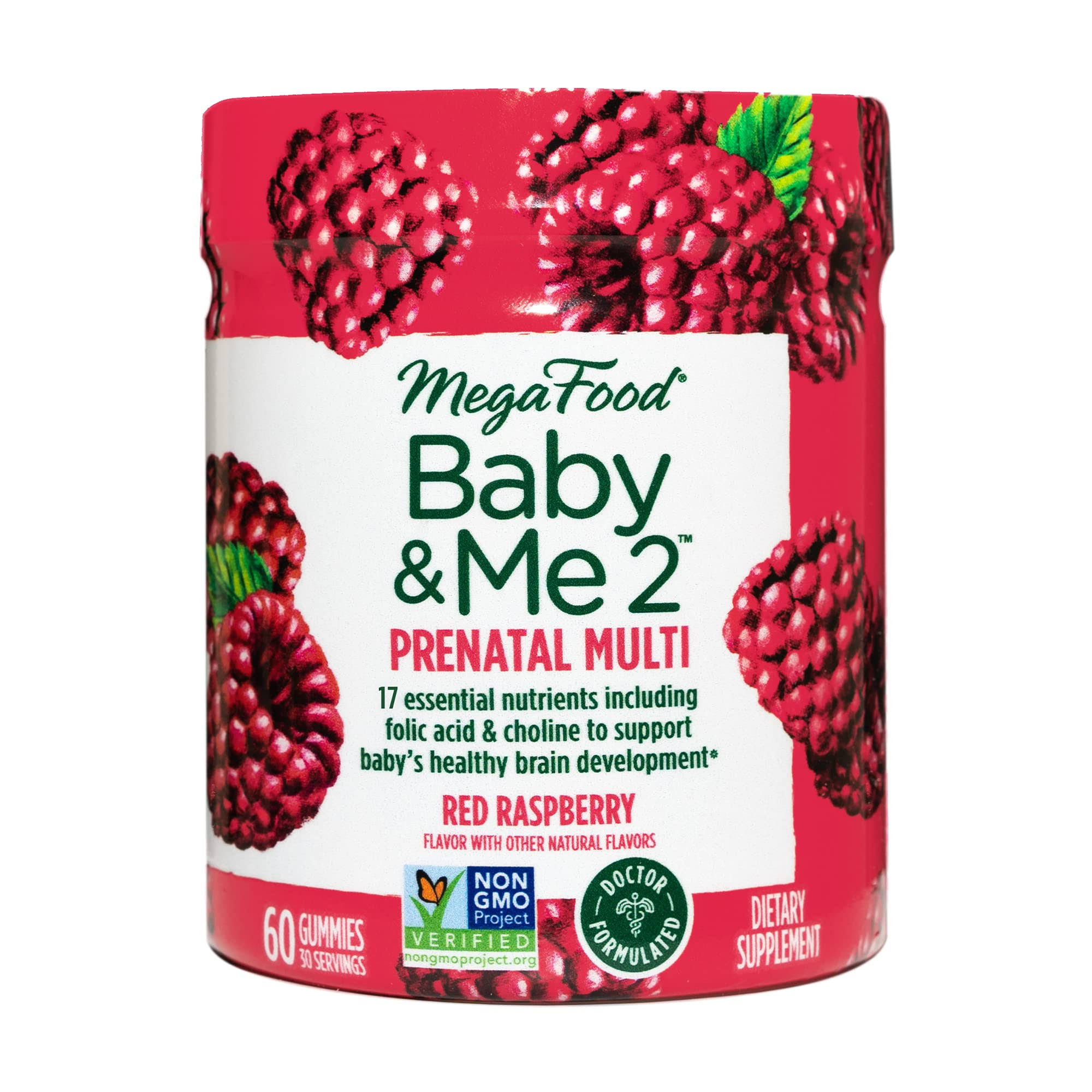 MegaFood Baby & Me 2 Prenatal Multivitamin Red Raspberry 60 Gummies