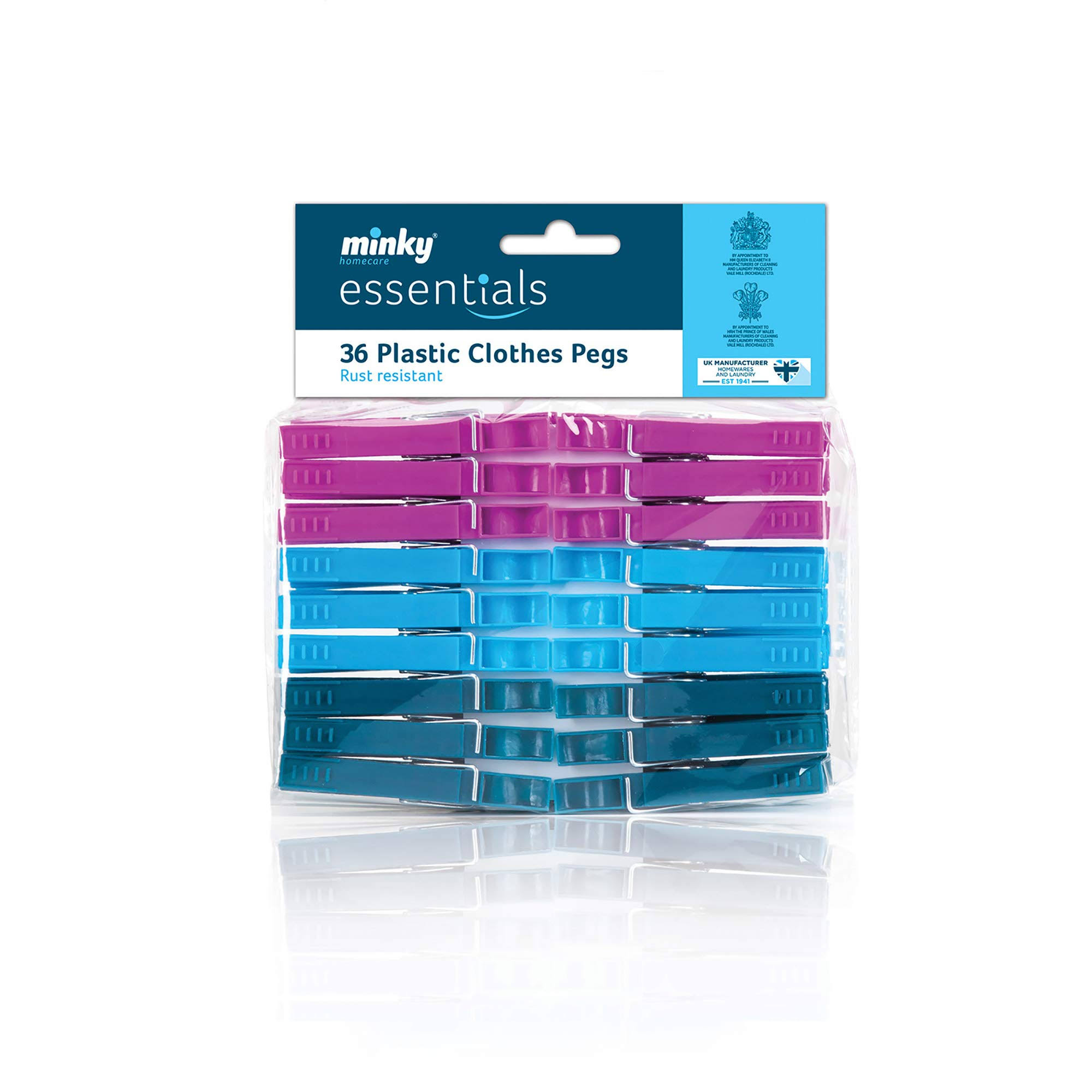 Minky Plastic Pegs - Assorted Colors, 36pk