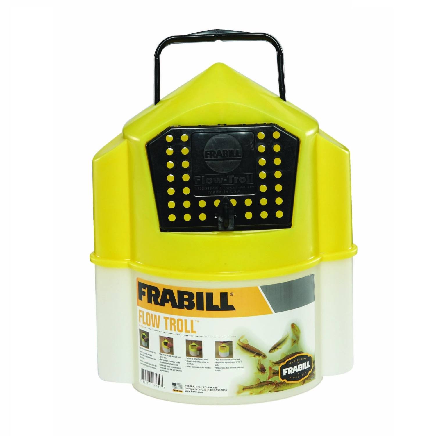 Frabill Flow Troll Bait Container - Yellow/White, 6qt