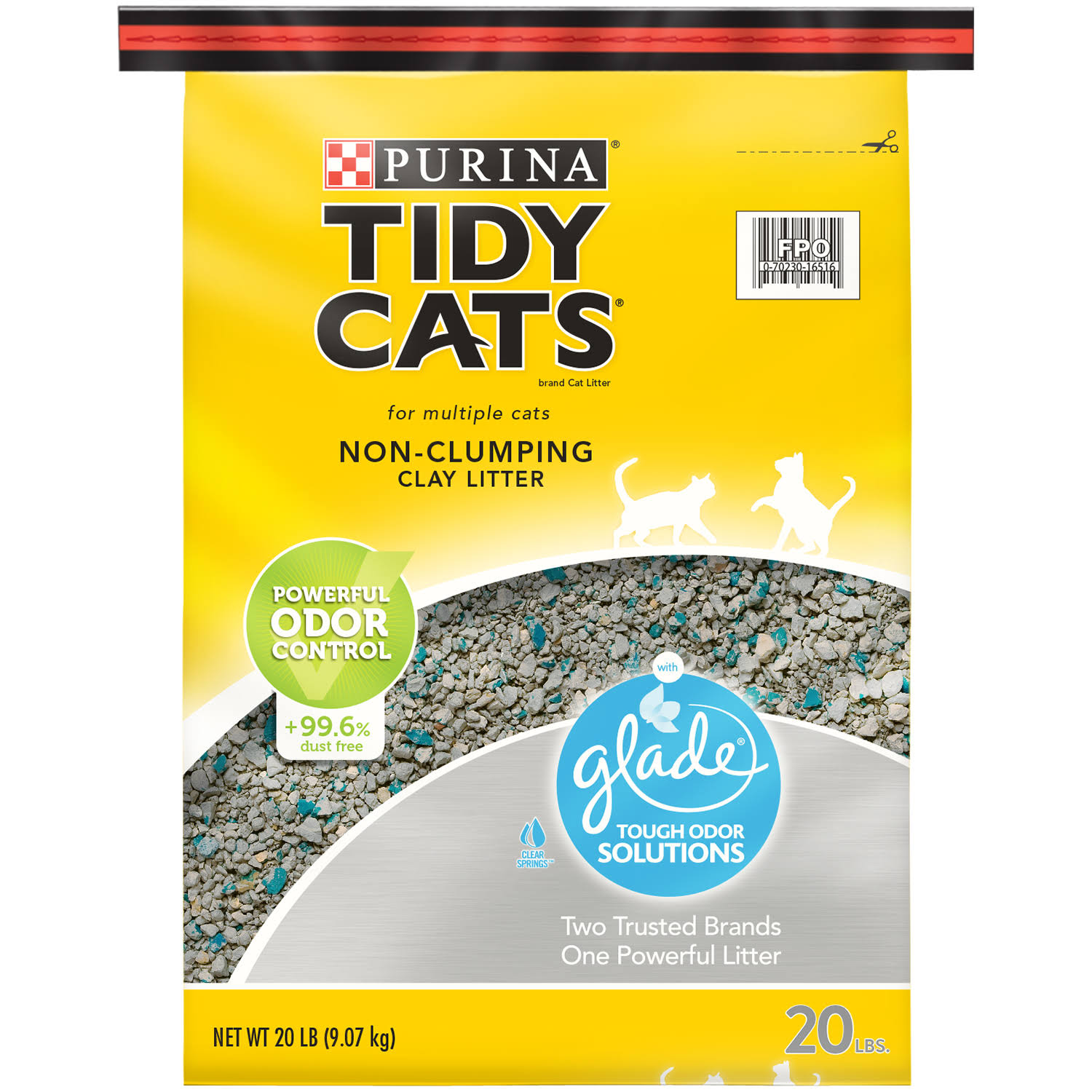 Purina Tidy Cats Non-clumping Cat Litter - with Glade Tough Odor Solutions, 20lbs