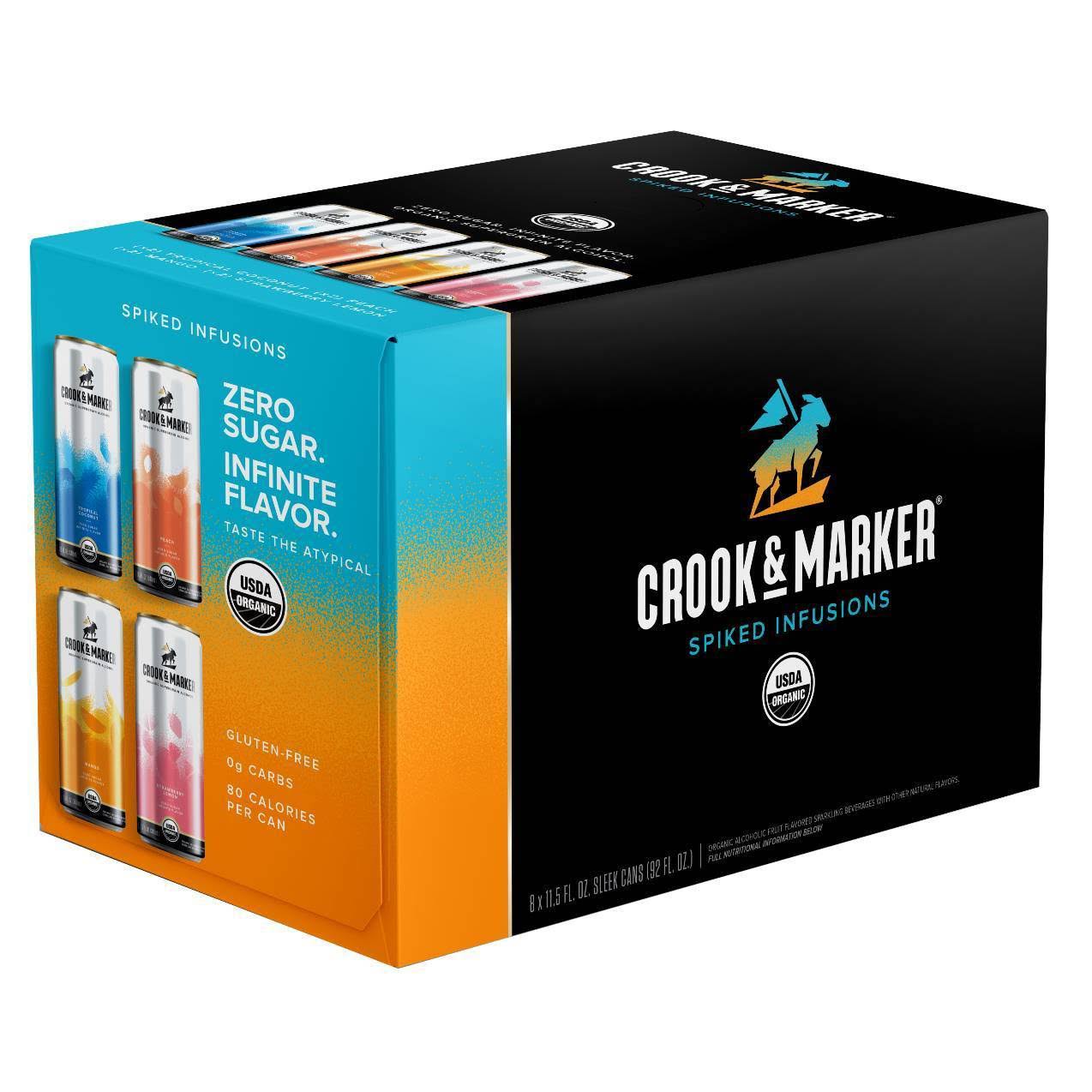 Crook & Marker Beer, Spike & Sparkling, Variety Pack - 8 pack, 11.5 fl oz cans