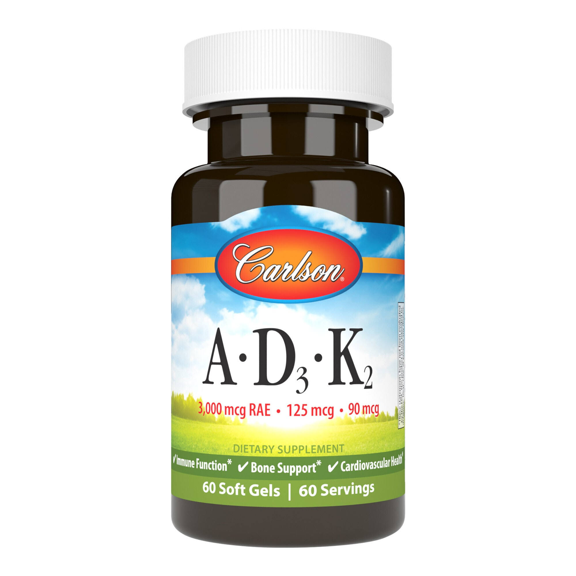 Carlson Laboratories Vitamins A D3 K2 60 Softgel