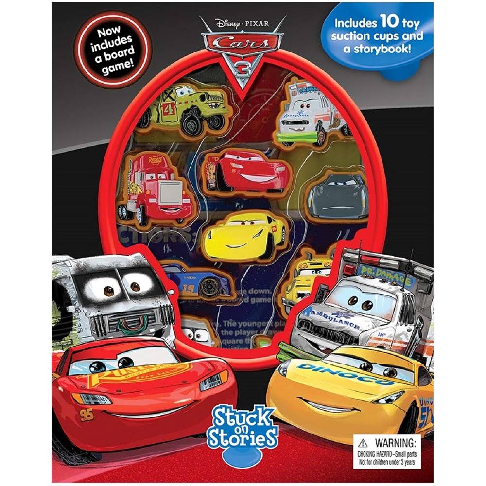 Disney Pixar Cars 3 Stuck on Stories Board Book with 10 Suction Cups and Storybo