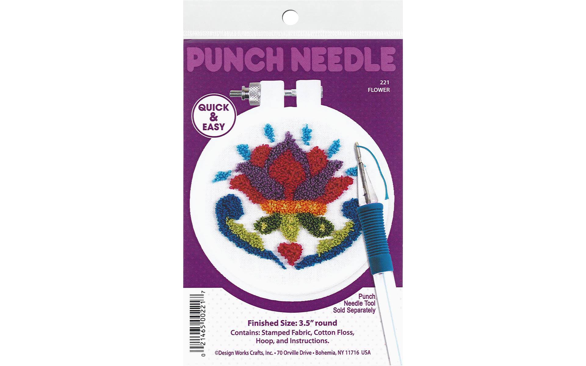 Design Works Punch Needle Kit 9cm Round Flower