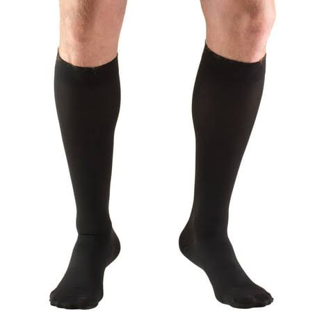 Truform Women's Stockings, Thigh High, Open Toe: 20-30 mmHg, Black, Large