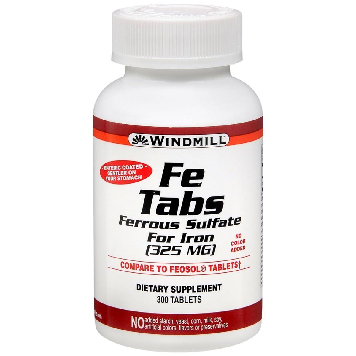 Windmill Ferrous Sulphate Supplement Therapy Tablets - 300 Tablets
