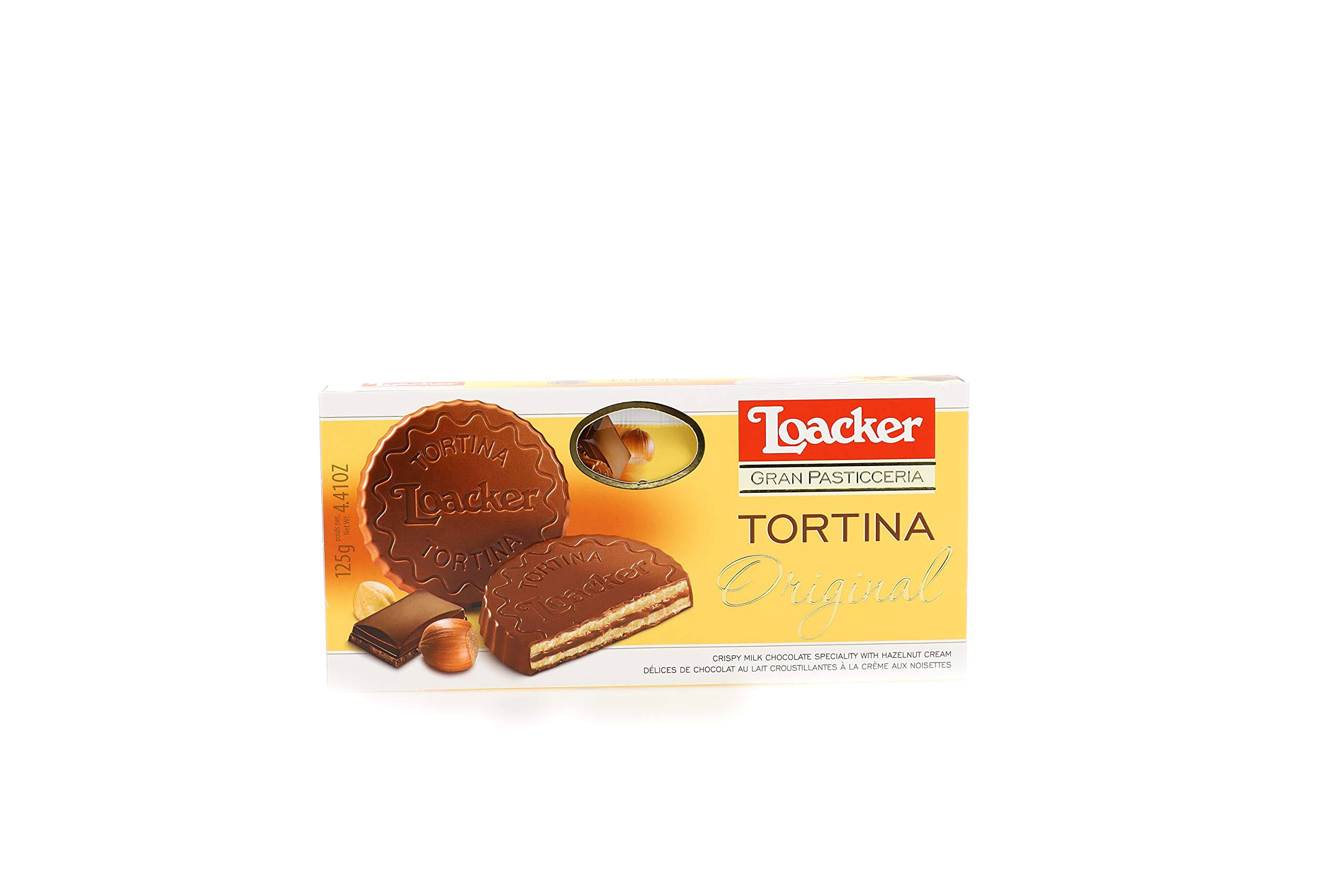 Loacker Tortina, Premium Chocolate Coated Wafer, Original - 4.41 oz