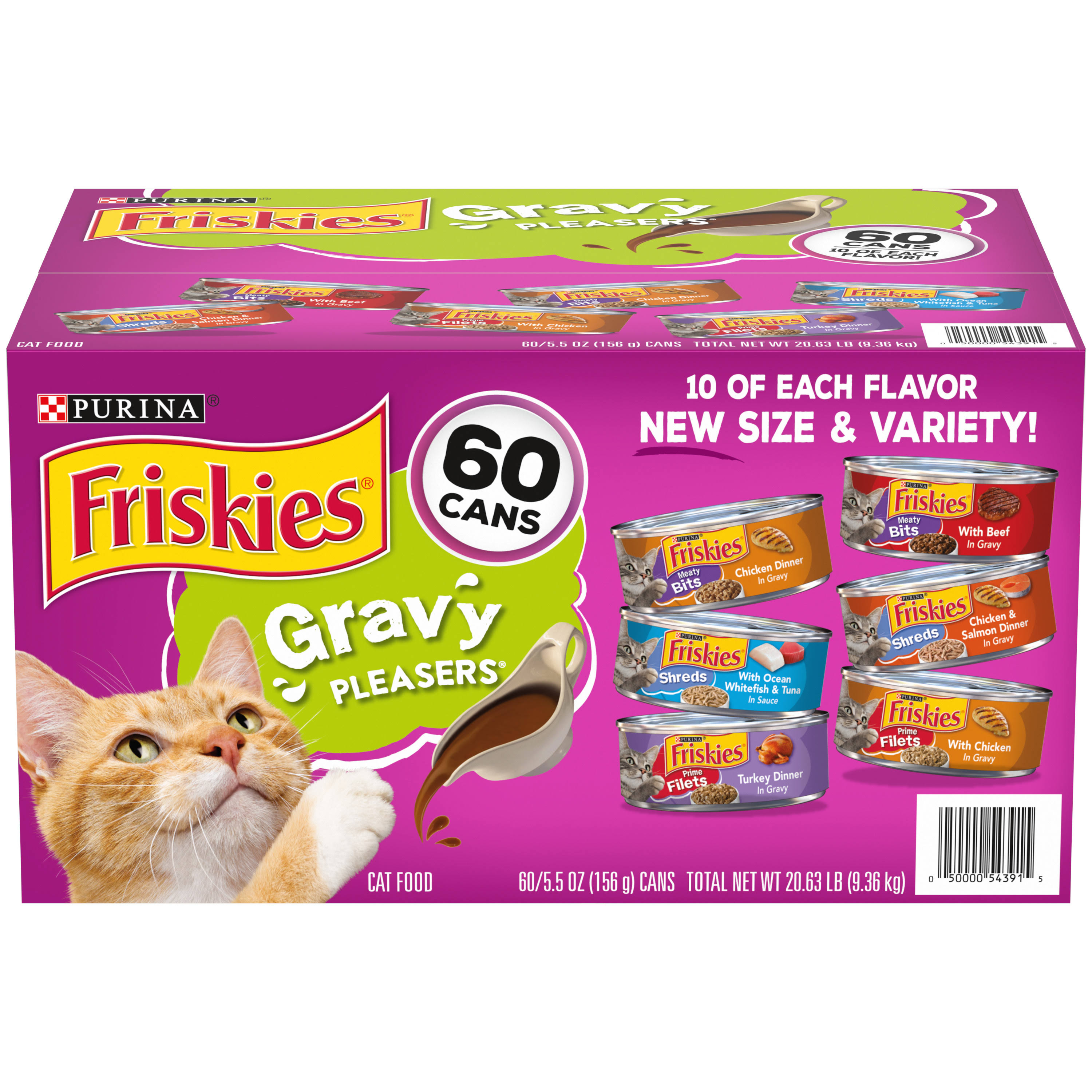 Purina Friskies Gravy Wet Cat Food, Variety Pack, 5.5 Ounce (60 Count)