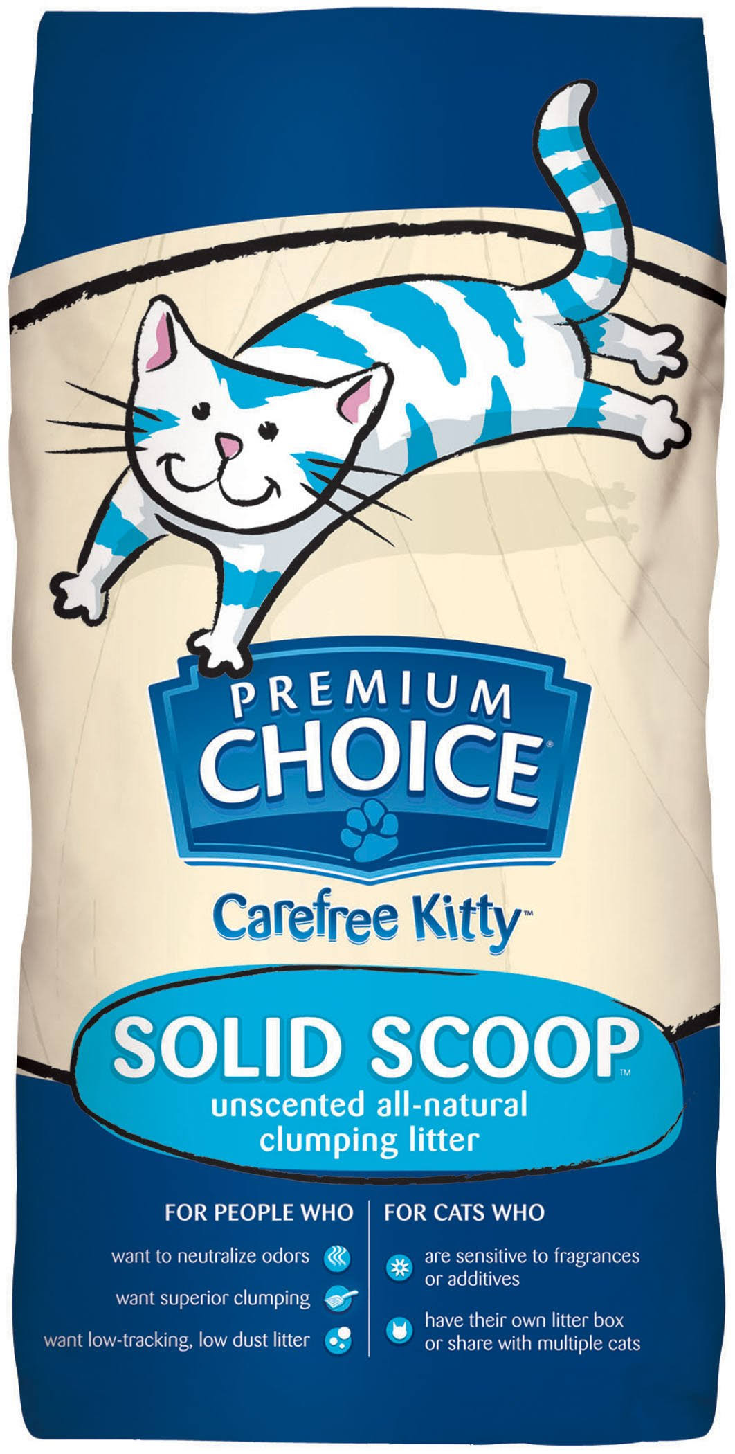 Premium Choice Carefree Kitty Solid Scoop Cat Litter