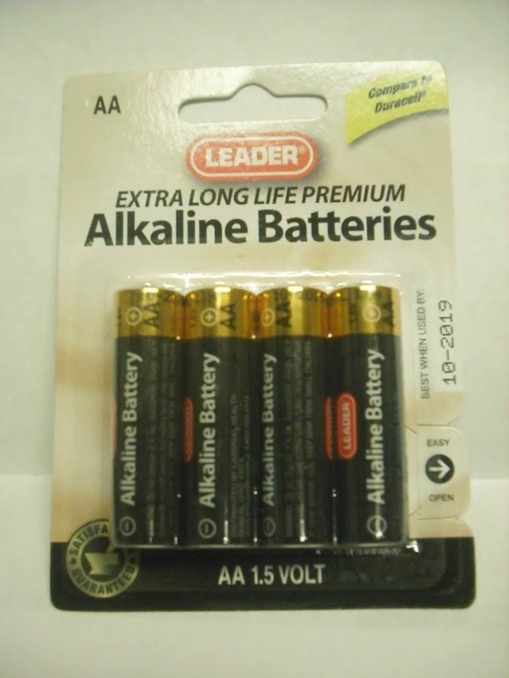 Leader Alkaline 1.5V Batteries AA, 4 ea
