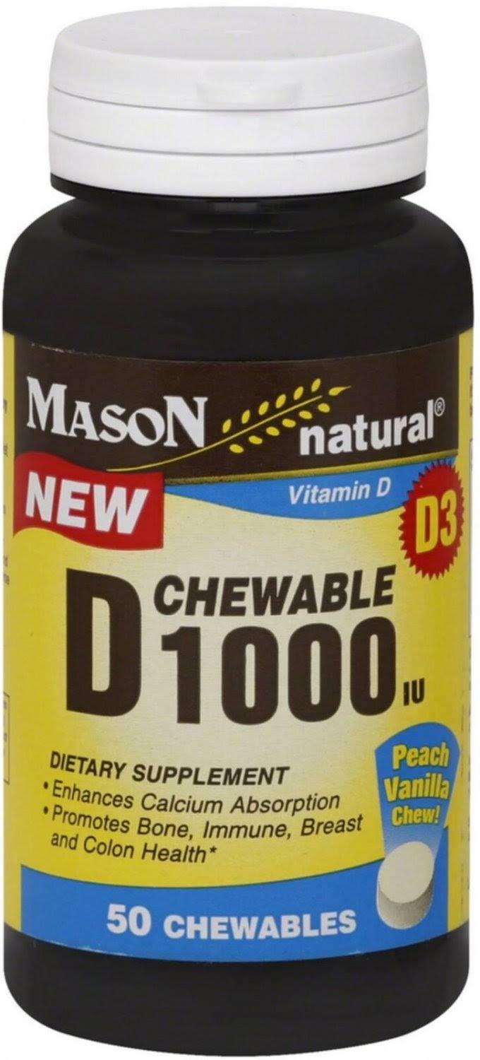 Mason Natural D 1000 IU Supplement - Peach Vanilla, 50 Chewable Tablets