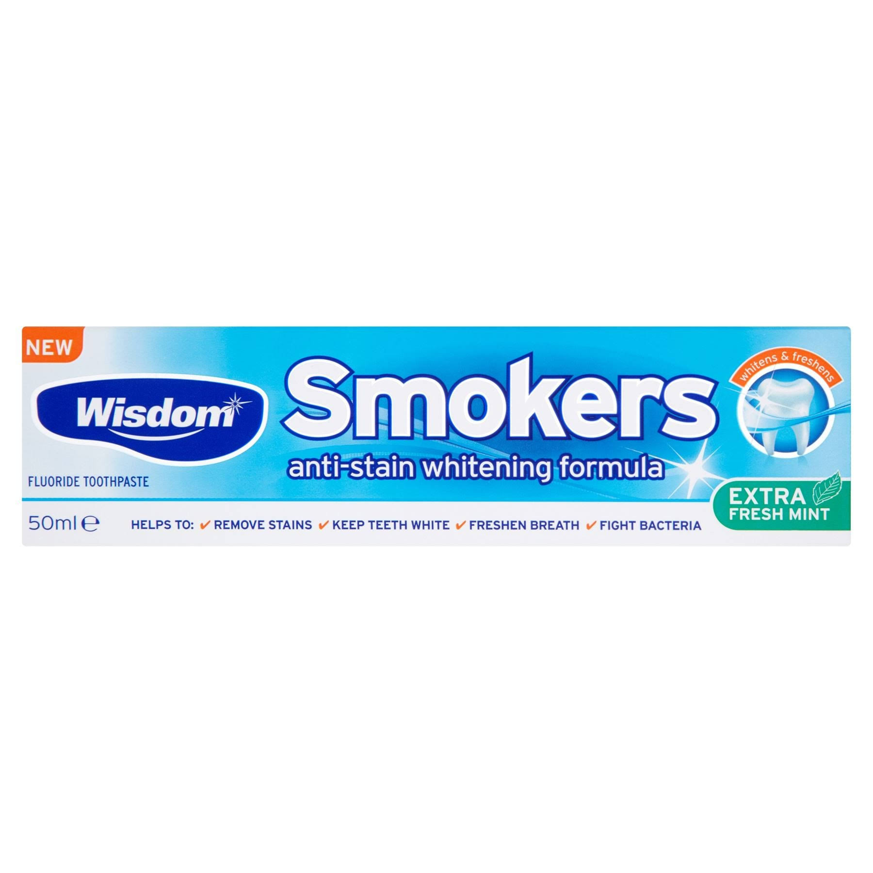 Wisdom Smokers Fluoride Toothpaste - Extra Fresh Mint, 50ml