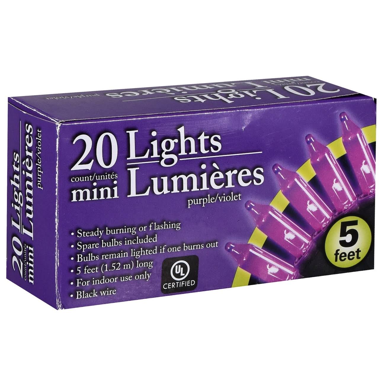 20 Lights Mini Purple Halloween Lights - 5'