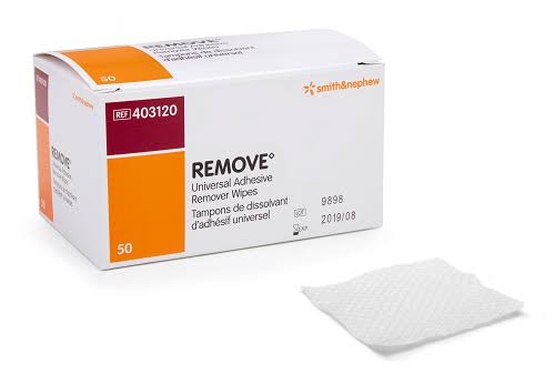 Remove Adhesive Wipes, 50 Count