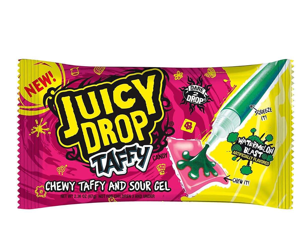 Juicy Drop Taffy Candy - Chewy Taffy and Sour Gel, Knock-Out Punch
