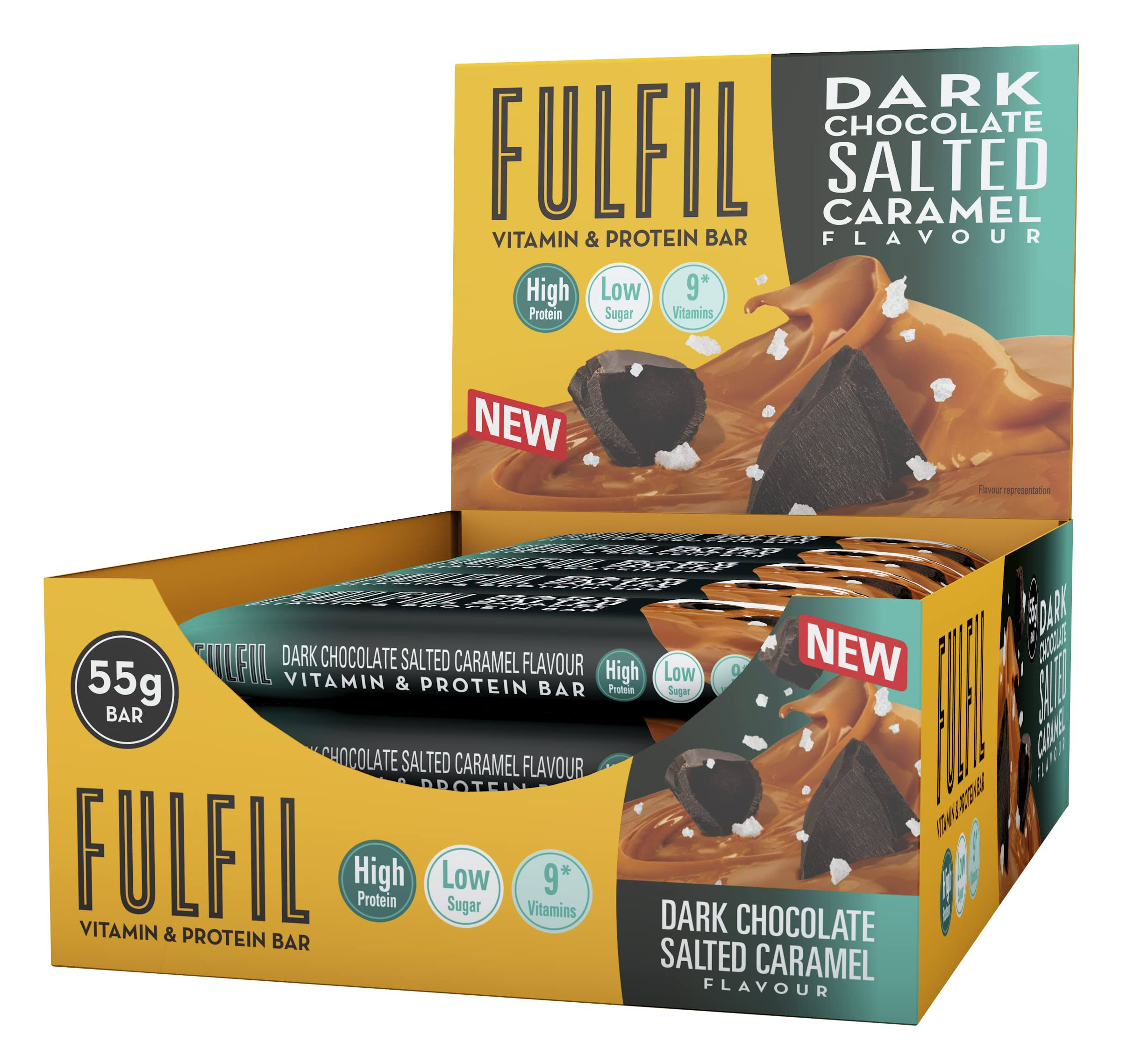 Fulfil Vitamin & Protein Bar 15 x 55g, Dark Salted Caramel