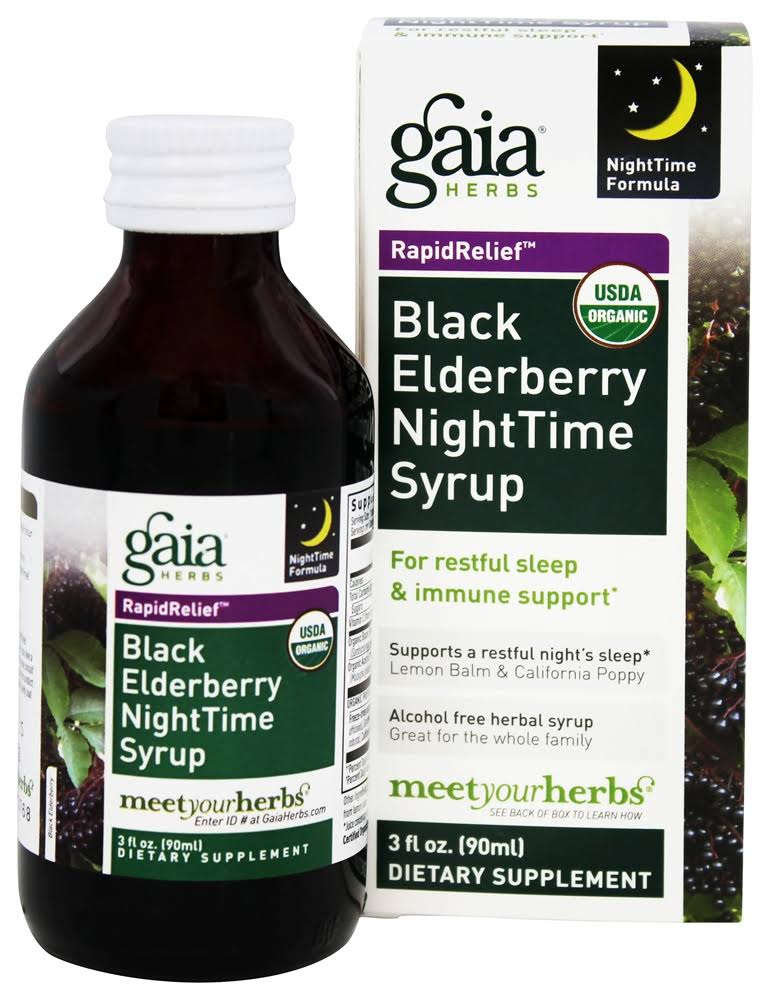 Gaia Herbs Black Elderberry NightTime Syrup - 3oz