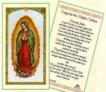 Helpless Unborn Laminated Prayer Card-Single from San Francis Imports | Discount Catholic Products