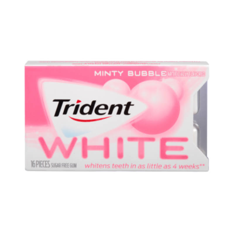 Trident White Gum - Minty Bubble, 16 Pieces